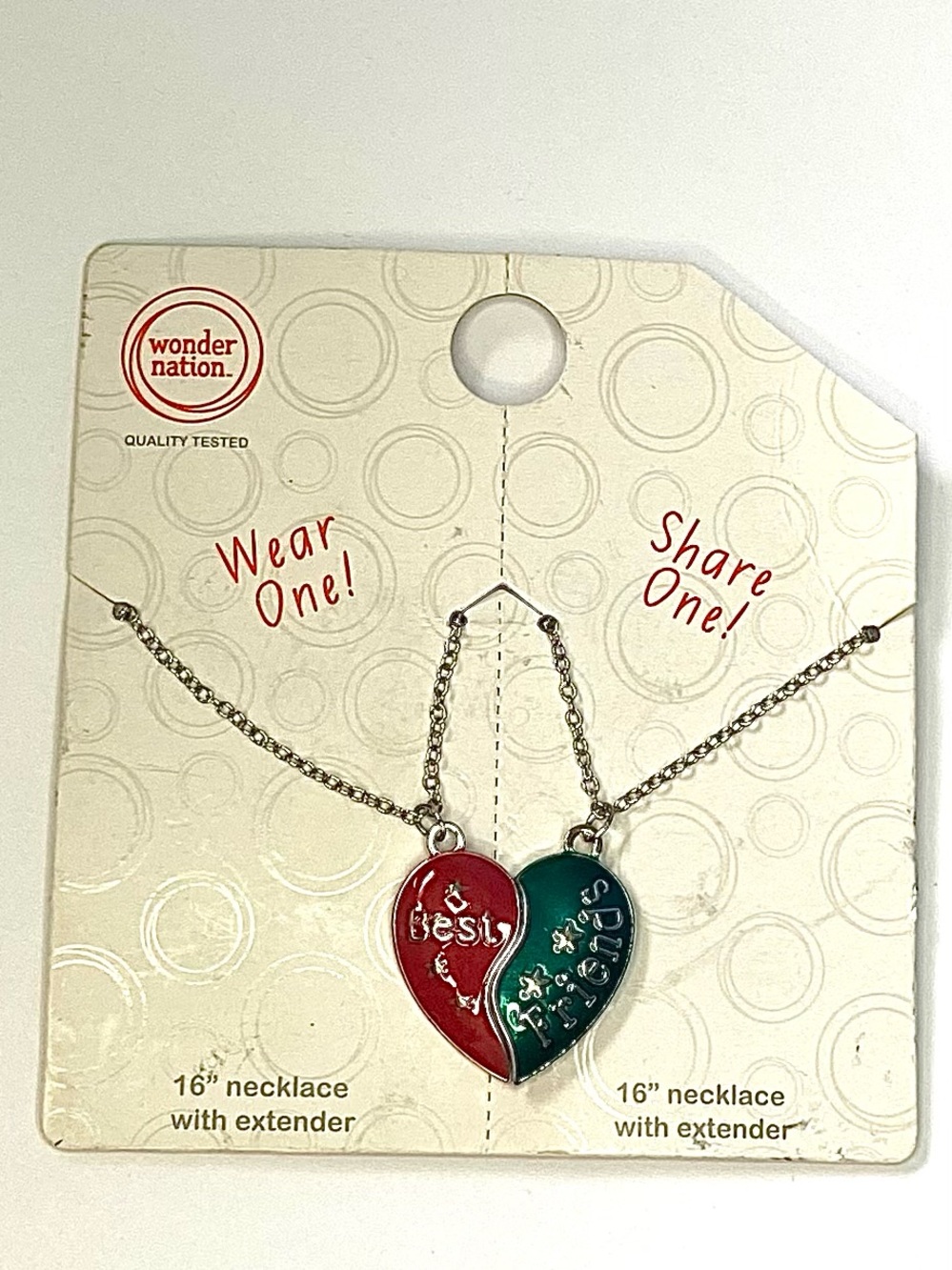 wonder nation Red and Teal Split Heart Best Friends Necklace Set